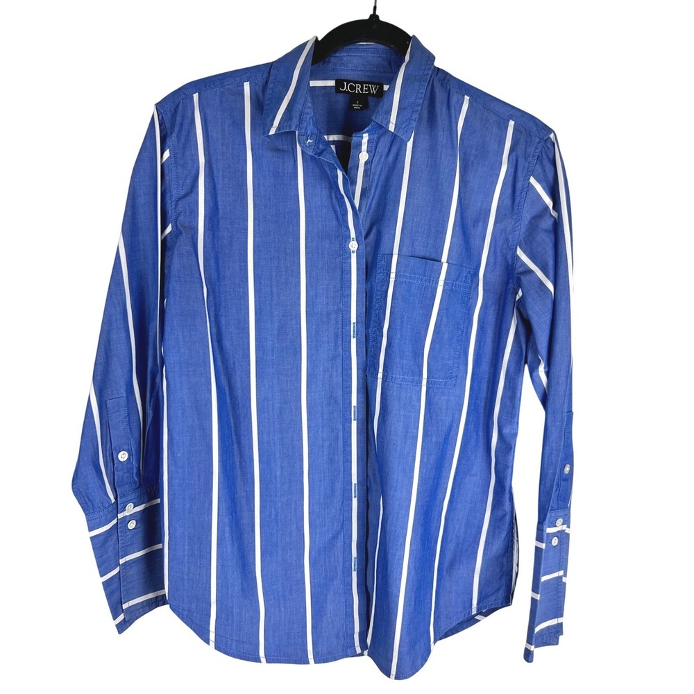 J. Crew Garçon Blue and White Striped Button-Up Shirt